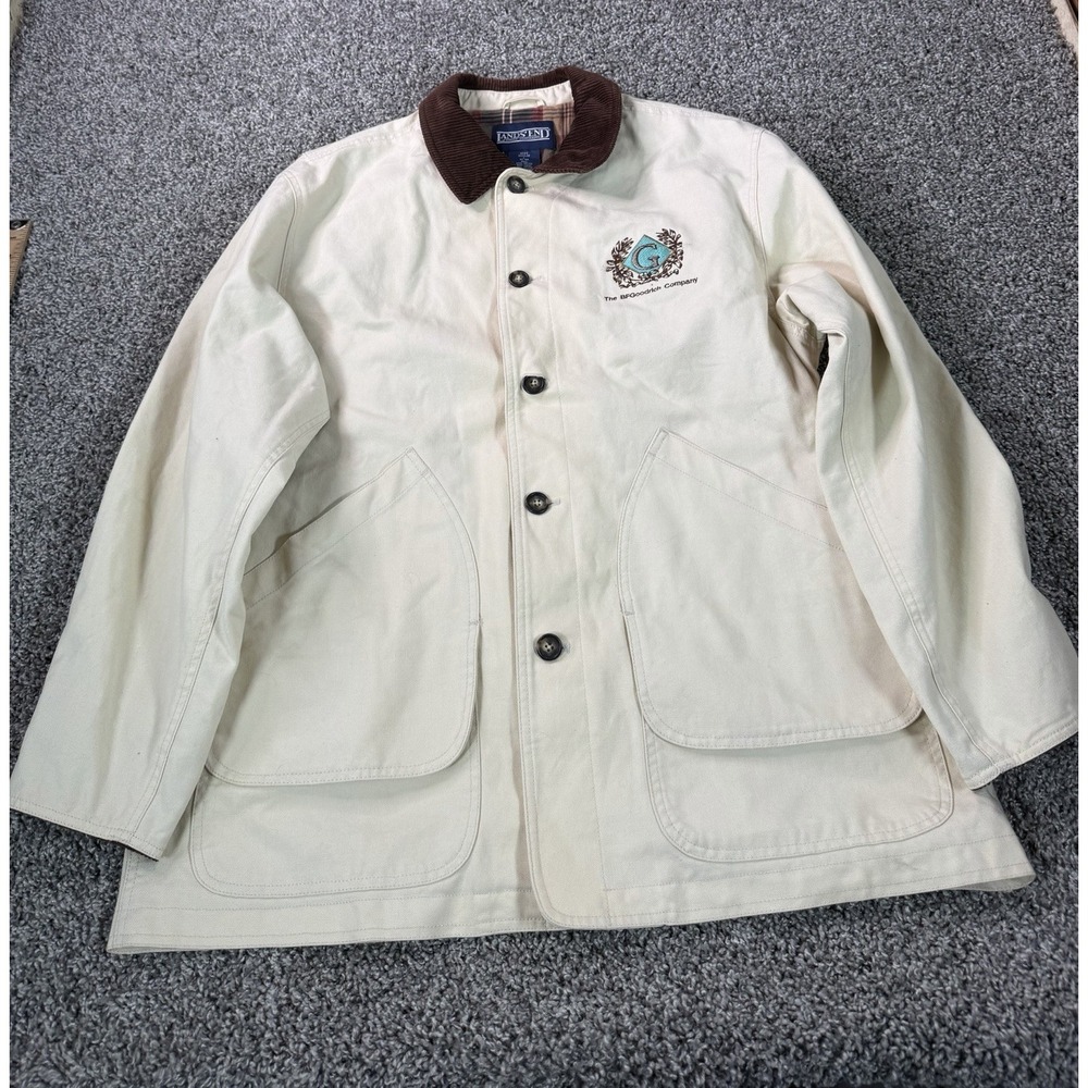 Vintage 90s Lands' End Chore Barn Coat Men's Size Large Beige